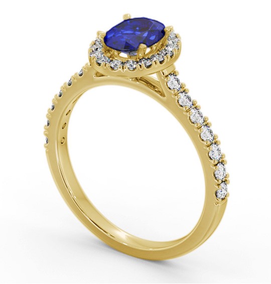 Halo Blue Sapphire and Diamond 1.50ct Ring 9K Yellow Gold GEM74_YG_BS_THUMB1