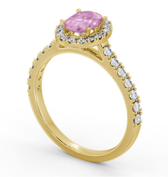 Halo Pink Sapphire and Diamond 1.50ct Ring 9K Yellow Gold GEM74_YG_PS_THUMB1