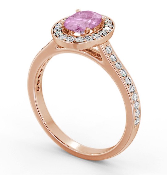 Halo Pink Sapphire and Diamond 1.35ct Ring 9K Rose Gold GEM75_RG_PS_THUMB1