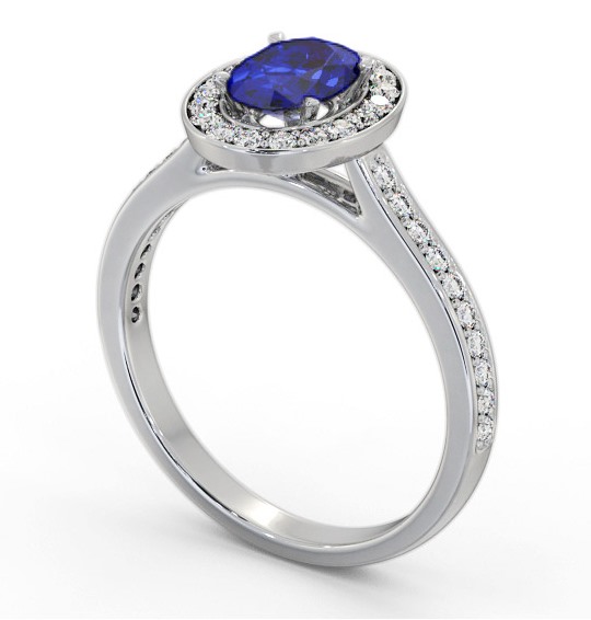 Halo Blue Sapphire and Diamond 1.35ct Ring 18K White Gold GEM75_WG_BS_THUMB1 