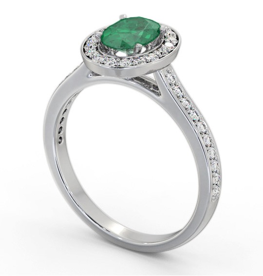 Halo Emerald and Diamond 1.10ct Ring 9K White Gold GEM75_WG_EM_THUMB1