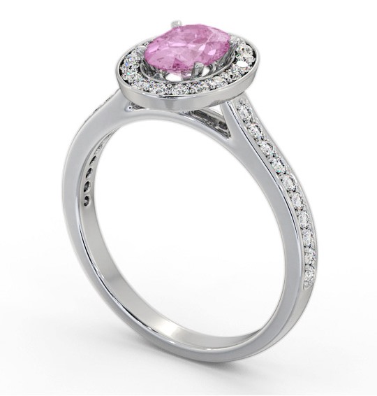 Halo Pink Sapphire and Diamond 1.35ct Ring 18K White Gold GEM75_WG_PS_THUMB1