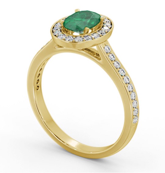 Halo Emerald and Diamond 1.10ct Ring 18K Yellow Gold GEM75_YG_EM_THUMB1