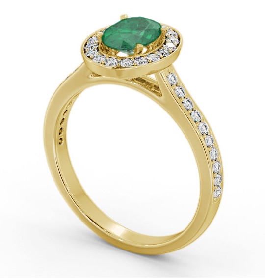 Halo Emerald and Diamond 1.10ct Ring 9K Yellow Gold GEM75_YG_EM_THUMB1