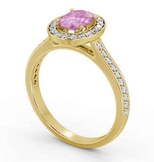 Halo Pink Sapphire and Diamond 1.35ct Ring 9K Yellow Gold GEM75_YG_PS_THUMB1