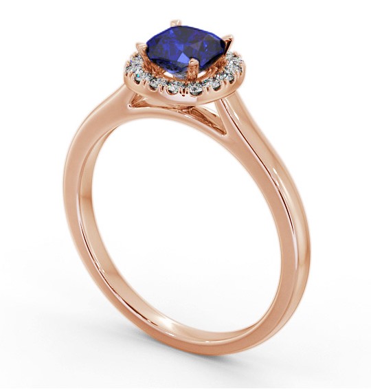 Halo Blue Sapphire and Diamond 0.90ct Ring 9K Rose Gold GEM76_RG_BS_THUMB1