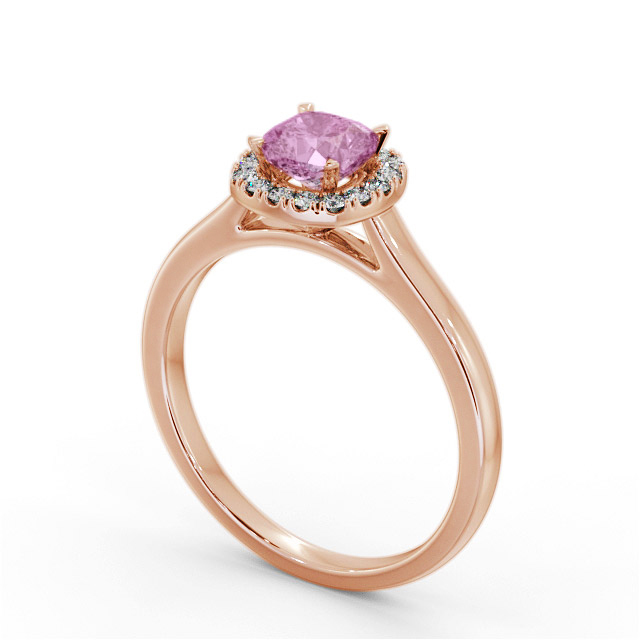 Halo Pink Sapphire and Diamond 0.90ct Ring 9K Rose Gold - Daliah GEM76_RG_PS_SIDE