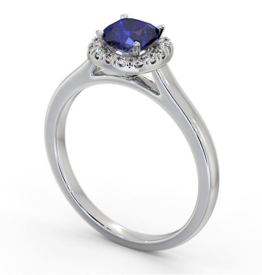 Halo Blue Sapphire and Diamond 0.90ct Ring 18K White Gold GEM76_WG_BS_THUMB1 