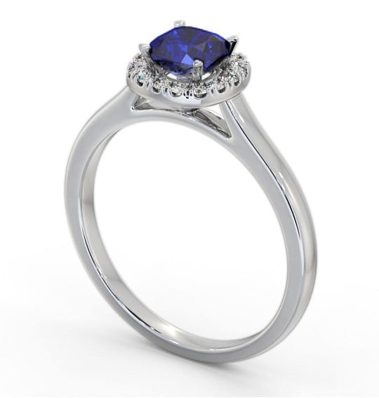 Halo Blue Sapphire and Diamond 0.90ct Ring Platinum GEM76_WG_BS_THUMB1