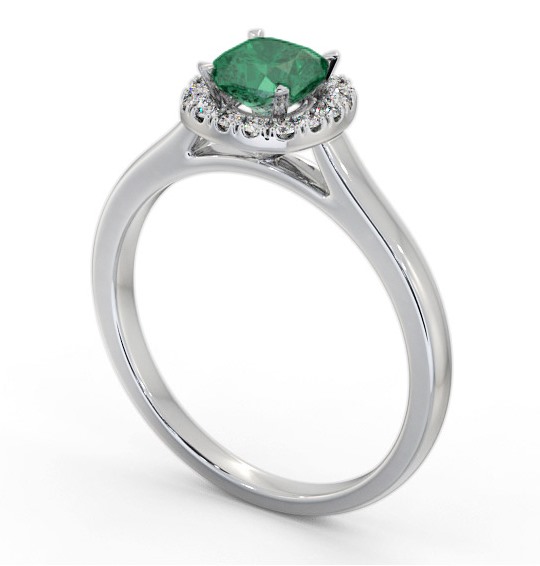 Halo Emerald and Diamond 0.75ct Ring 18K White Gold GEM76_WG_EM_THUMB1 