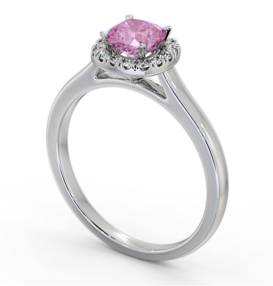 Halo Pink Sapphire and Diamond 0.90ct Ring Platinum GEM76_WG_PS_THUMB1