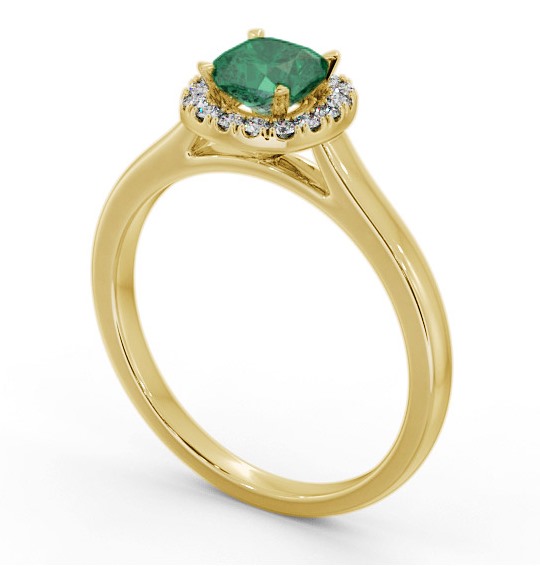 Halo Emerald and Diamond 0.75ct Ring 18K Yellow Gold GEM76_YG_EM_THUMB1