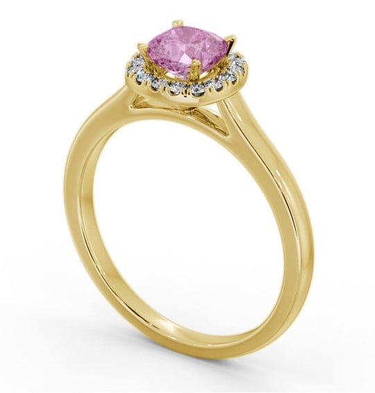 Halo Pink Sapphire and Diamond 0.90ct Ring 9K Yellow Gold GEM76_YG_PS_THUMB1