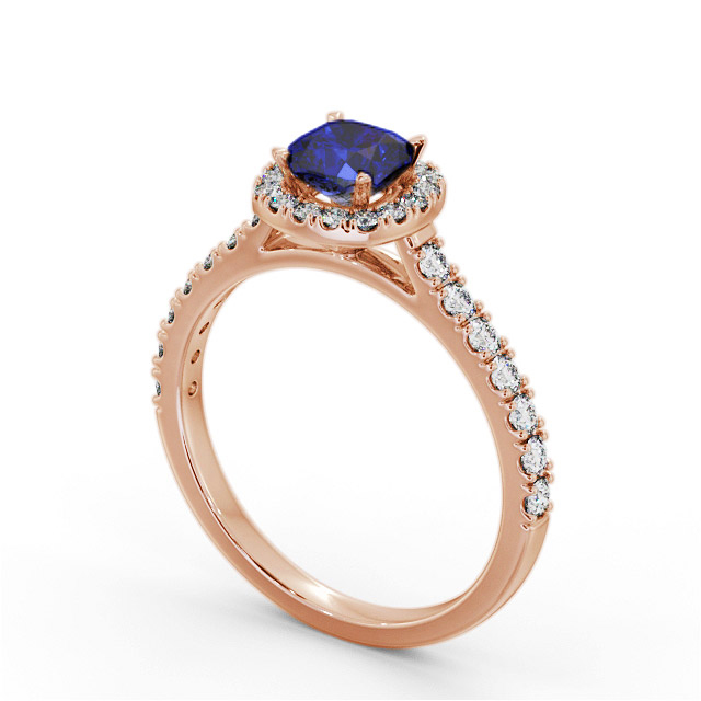 Halo Blue Sapphire and Diamond 1.20ct Ring 9K Rose Gold - Kylan GEM77_RG_BS_SIDE