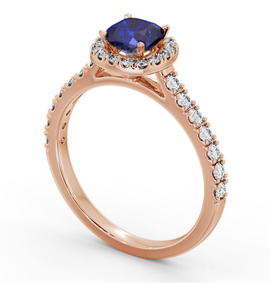 Halo Blue Sapphire and Diamond 1.20ct Ring 18K Rose Gold GEM77_RG_BS_THUMB1 