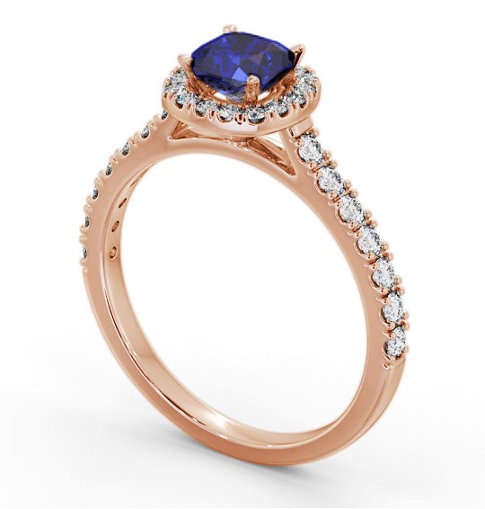 Halo Blue Sapphire and Diamond 1.20ct Ring 9K Rose Gold GEM77_RG_BS_THUMB1