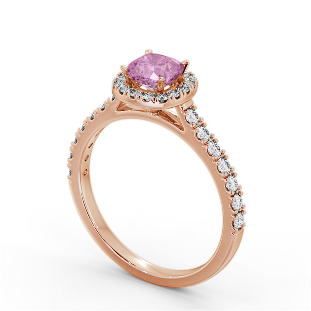 Halo Pink Sapphire and Diamond 1.20ct Ring 9K Rose Gold - Kylan GEM77_RG_PS_SIDE