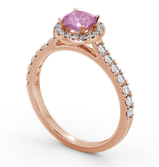 Halo Pink Sapphire and Diamond 1.20ct Ring 18K Rose Gold GEM77_RG_PS_THUMB1 