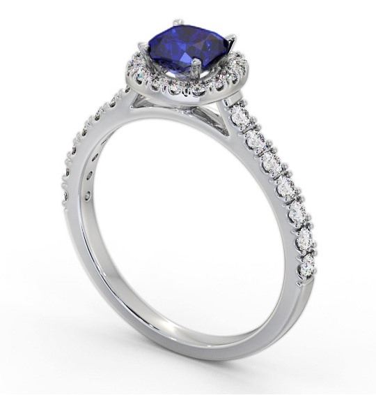  Halo Blue Sapphire and Diamond 1.20ct Ring 18K White Gold - Kylan GEM77_WG_BS_THUMB1 