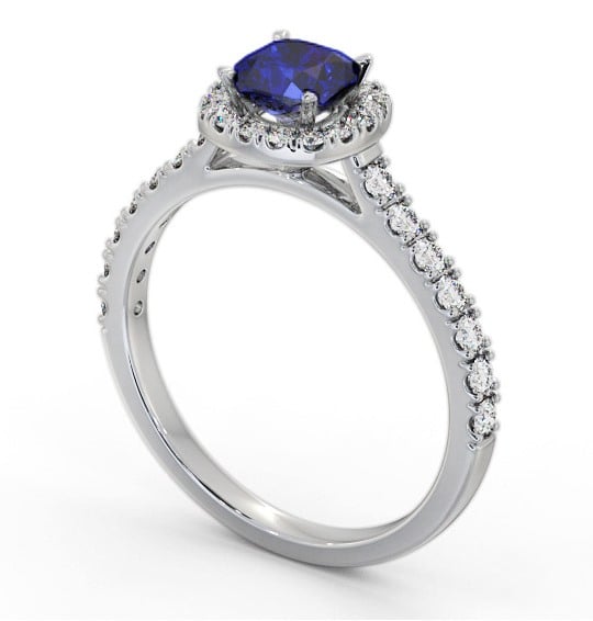 Halo Blue Sapphire and Diamond 1.20ct Ring Platinum GEM77_WG_BS_THUMB1