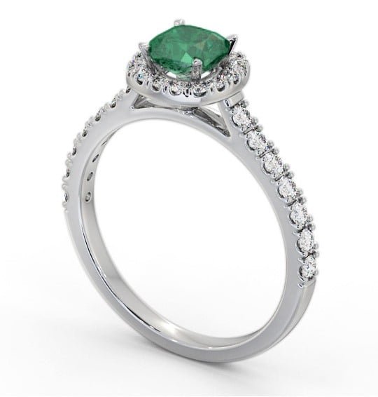 Halo Emerald and Diamond 1.05ct Ring Platinum GEM77_WG_EM_THUMB1