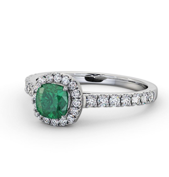 Halo Emerald and Diamond 1.05ct Ring 18K White Gold GEM77_WG_EM_THUMB2 