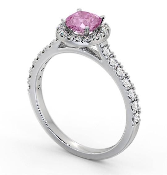 Halo Pink Sapphire and Diamond 1.20ct Ring Palladium GEM77_WG_PS_THUMB1 