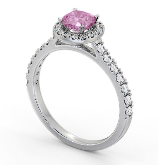 Halo Pink Sapphire and Diamond 1.20ct Ring 9K White Gold GEM77_WG_PS_THUMB1