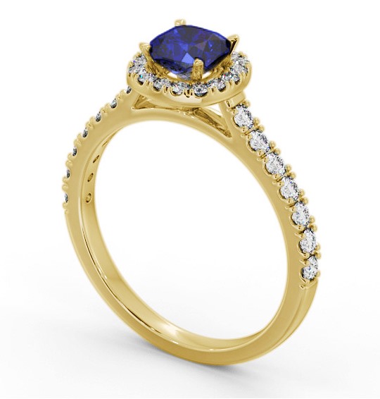 Halo Blue Sapphire and Diamond 1.20ct Ring 9K Yellow Gold GEM77_YG_BS_THUMB1