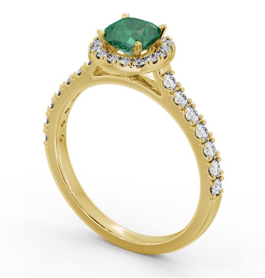 Halo Emerald and Diamond 1.05ct Ring 18K Yellow Gold GEM77_YG_EM_THUMB1 