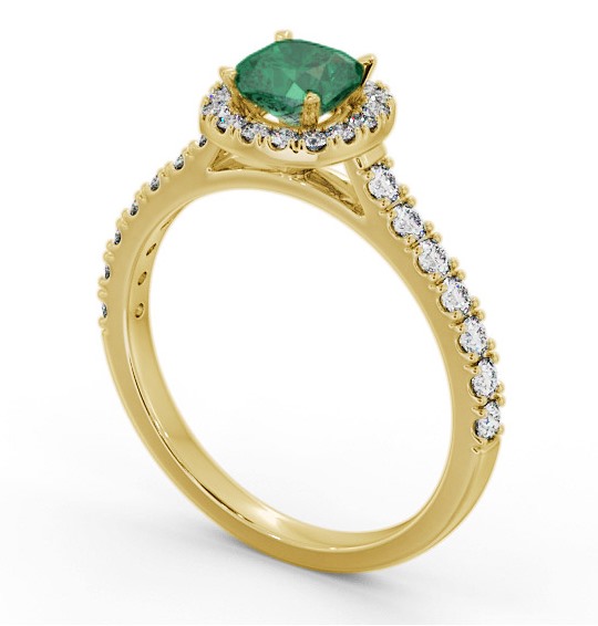 Halo Emerald and Diamond 1.05ct Ring 18K Yellow Gold GEM77_YG_EM_THUMB1