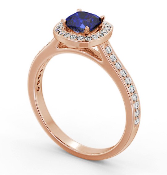 Halo Blue Sapphire and Diamond 1.05ct Ring 9K Rose Gold GEM78_RG_BS_THUMB1