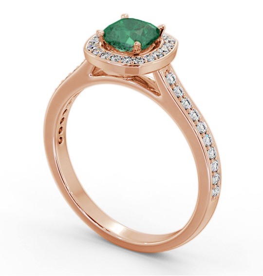 Halo Emerald and Diamond 0.90ct Ring 18K Rose Gold GEM78_RG_EM_THUMB1