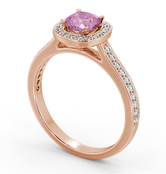 Halo Pink Sapphire and Diamond 1.05ct Ring 18K Rose Gold GEM78_RG_PS_THUMB1