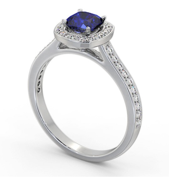  Halo Blue Sapphire and Diamond 1.05ct Ring 18K White Gold - Kateril GEM78_WG_BS_THUMB1 
