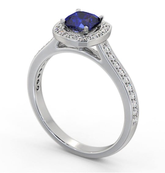 Halo Blue Sapphire and Diamond 1.05ct Ring 18K White Gold GEM78_WG_BS_THUMB1