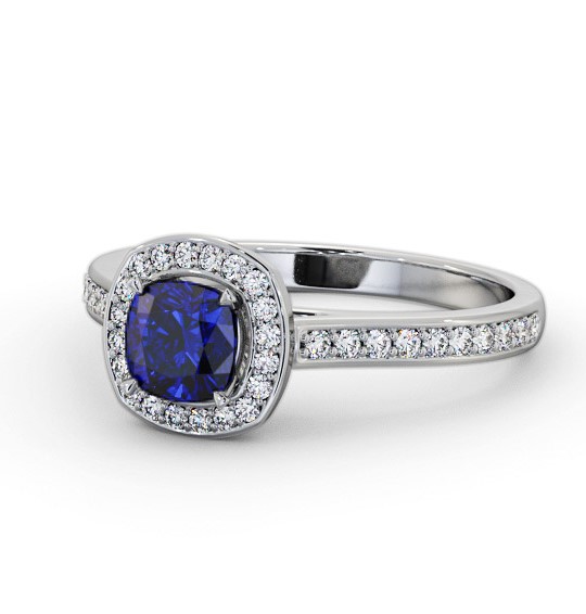 Halo Blue Sapphire and Diamond 1.05ct Ring 18K White Gold GEM78_WG_BS_THUMB2 