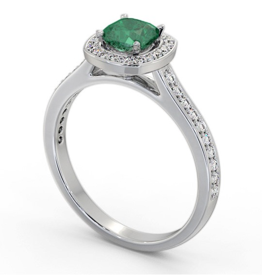  Halo Emerald and Diamond 0.90ct Ring 18K White Gold - Kateril GEM78_WG_EM_THUMB1 
