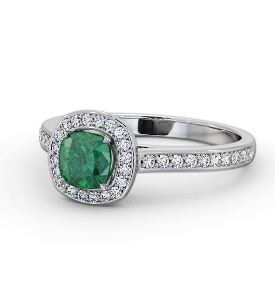  Halo Emerald and Diamond 0.90ct Ring 18K White Gold - Kateril GEM78_WG_EM_THUMB2 