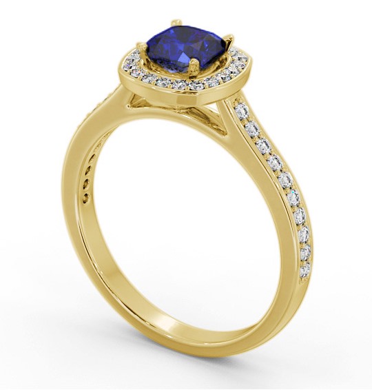 Halo Blue Sapphire and Diamond 1.05ct Ring 18K Yellow Gold GEM78_YG_BS_THUMB1