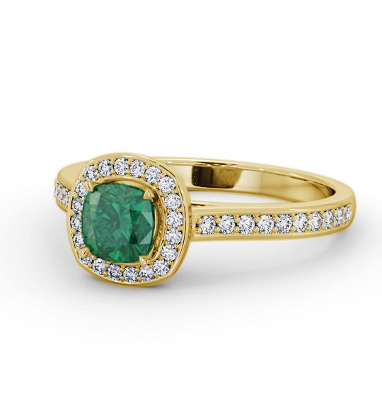Halo Emerald and Diamond 0.90ct Ring 18K Yellow Gold GEM78_YG_EM_THUMB2 