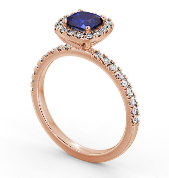 Halo Blue Sapphire and Diamond 1.45ct Ring 18K Rose Gold GEM79_RG_BS_THUMB1