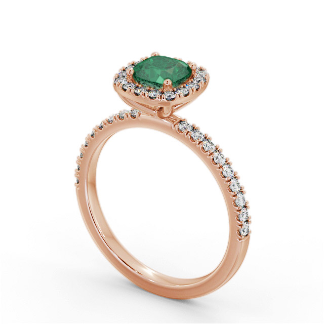 Halo Emerald and Diamond 1.20ct Ring 9K Rose Gold - Haleigh GEM79_RG_EM_SIDE