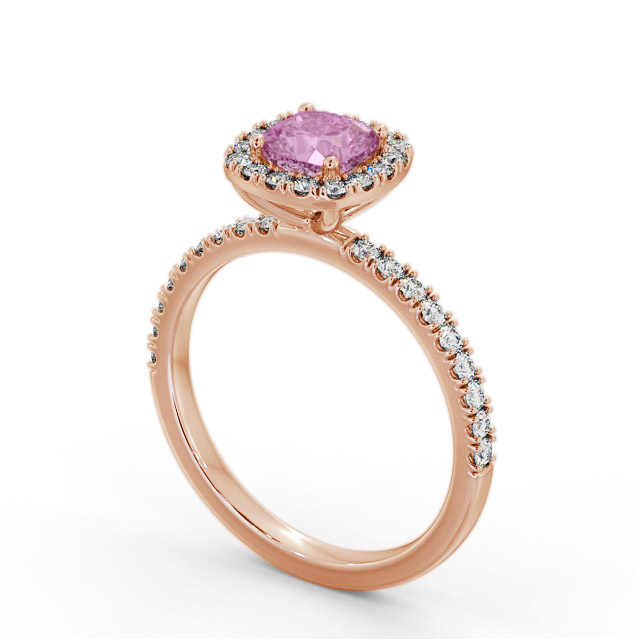 Halo Pink Sapphire and Diamond 1.45ct Ring 9K Rose Gold - Haleigh GEM79_RG_PS_SIDE