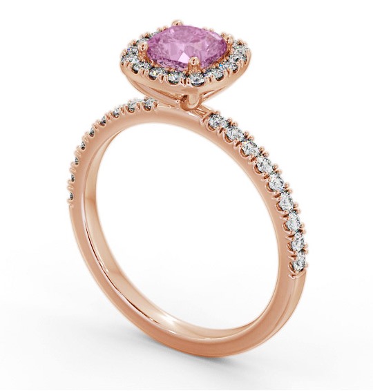 Halo Pink Sapphire and Diamond 1.45ct Ring 18K Rose Gold GEM79_RG_PS_THUMB1