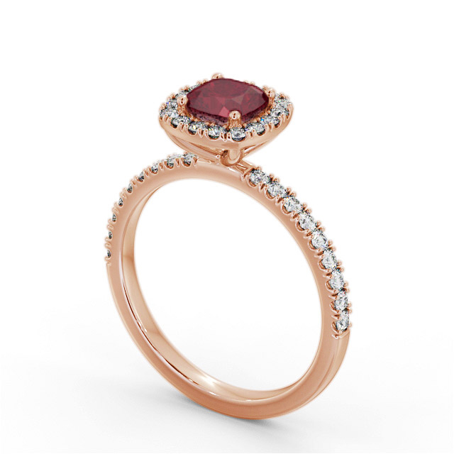 Halo Ruby and Diamond 1.45ct Ring 9K Rose Gold - Haleigh GEM79_RG_RU_SIDE