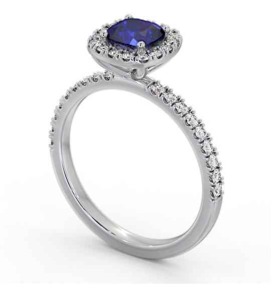 Halo Blue Sapphire and Diamond 1.45ct Ring 18K White Gold GEM79_WG_BS_THUMB1 