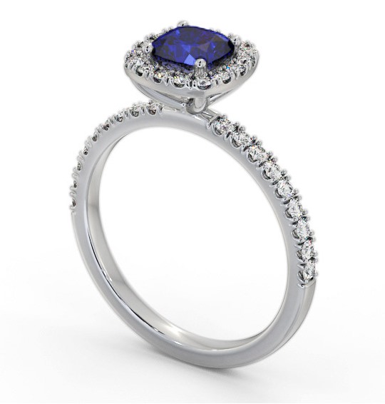 Halo Blue Sapphire and Diamond 1.45ct Ring 9K White Gold GEM79_WG_BS_THUMB1