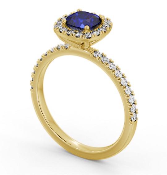 Halo Blue Sapphire and Diamond 1.45ct Ring 9K Yellow Gold GEM79_YG_BS_THUMB1