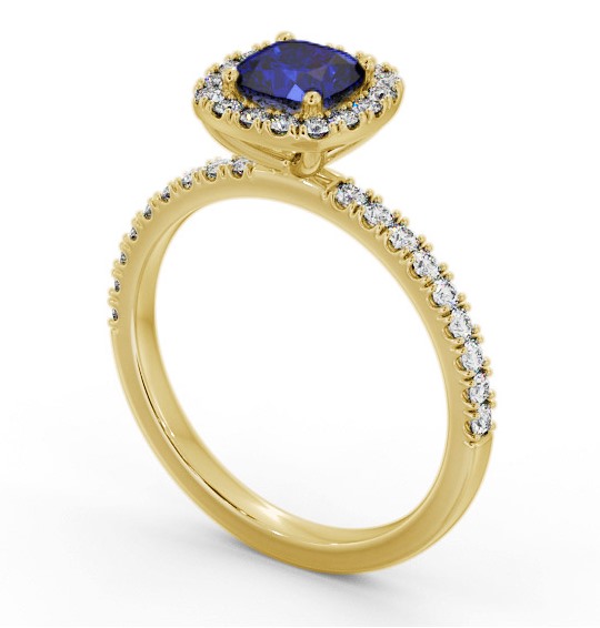 Halo Blue Sapphire and Diamond 1.45ct Ring 18K Yellow Gold GEM79_YG_BS_THUMB1